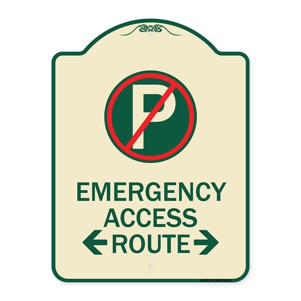 Signmission Emergency Access Route W/ Bidirectional Arrow Heavy-Gauge Aluminum Sign, 24" x 18", TG-1824-24111 A-DES-TG-1824-24111 - main